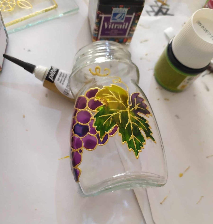 peinture_sur_verre_bocal_raisin